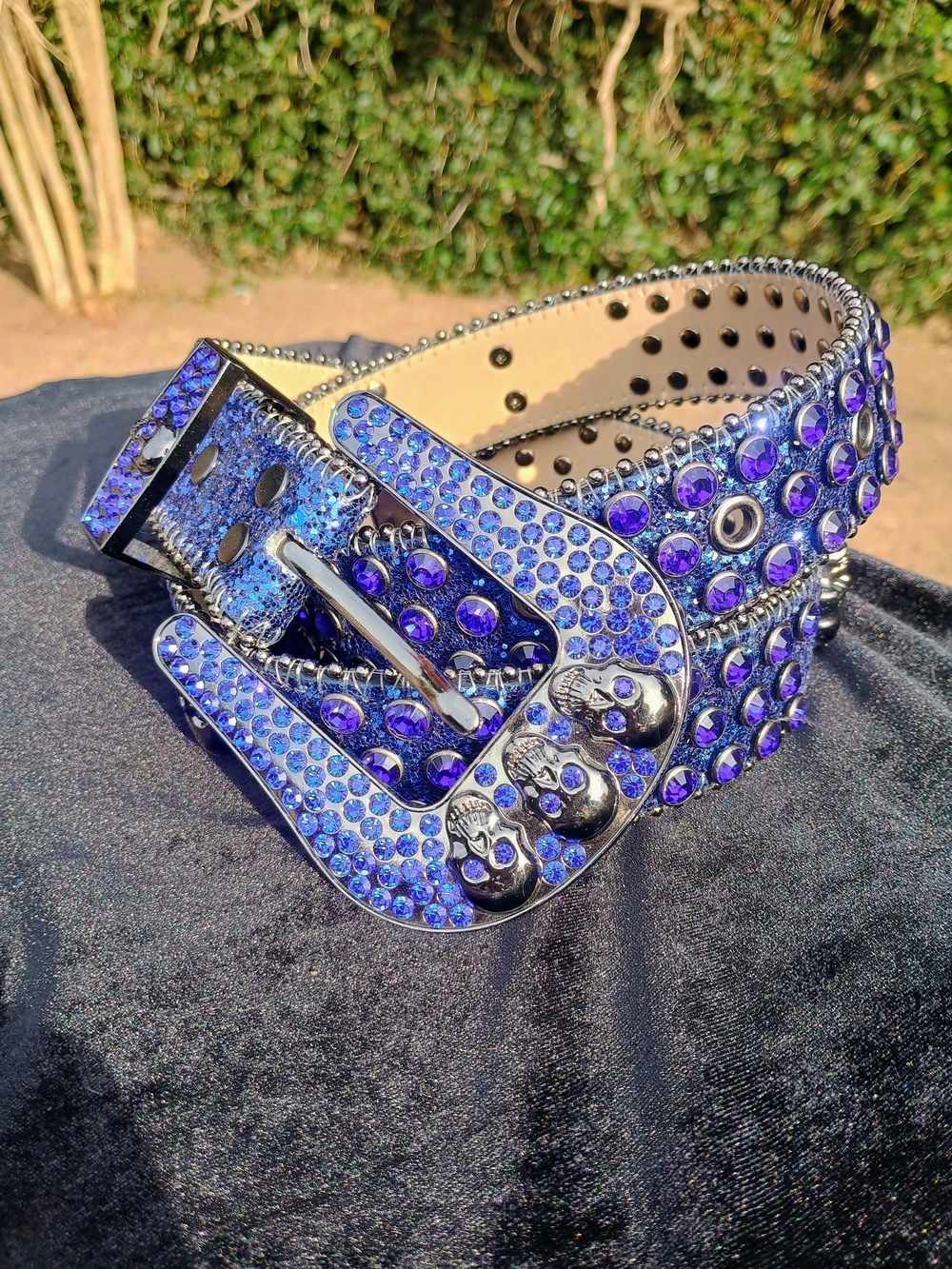 Embellished Purple Crystal Women’s Fashion Belt with Decorative Buckle